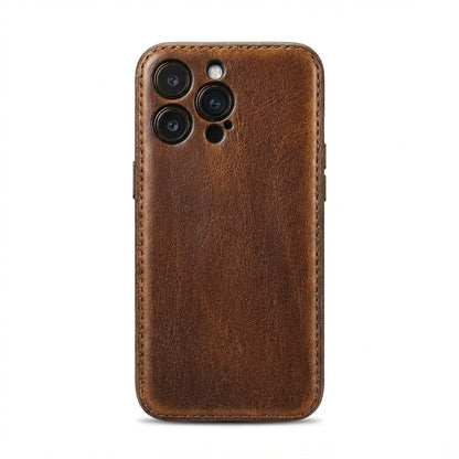 Håndlaget iPhone-deksel i grønnsaksgarvet skinn – Vintage Patina Edition