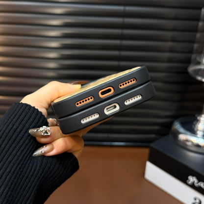 Funda de lujo para iPhone de cuero acolchado: funda protectora delgada a prueba de golpes