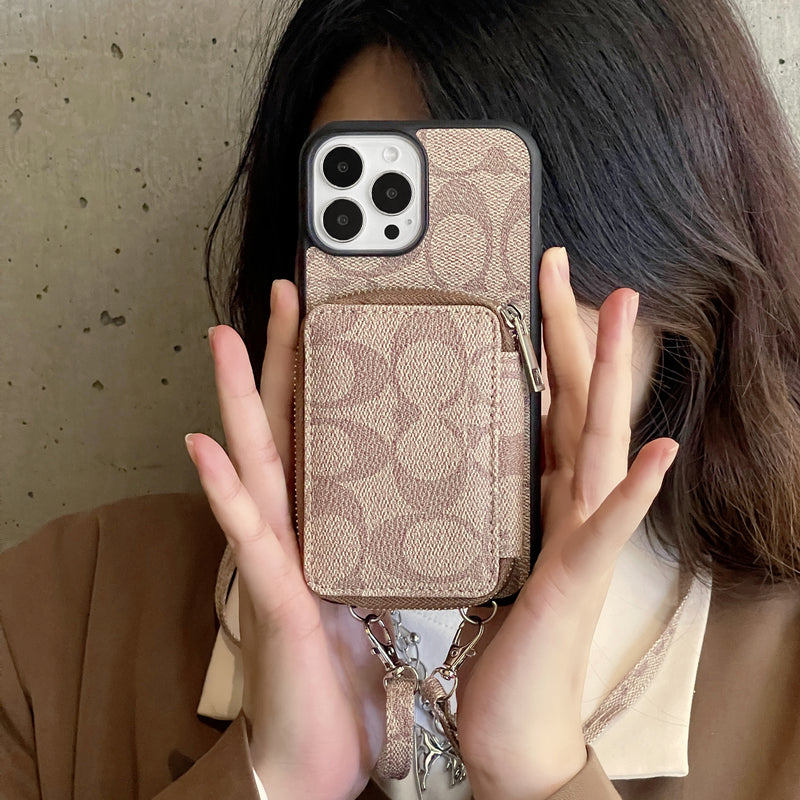 Klasyczne etui na iPhone'a z portfelem Coffee-LQB241412