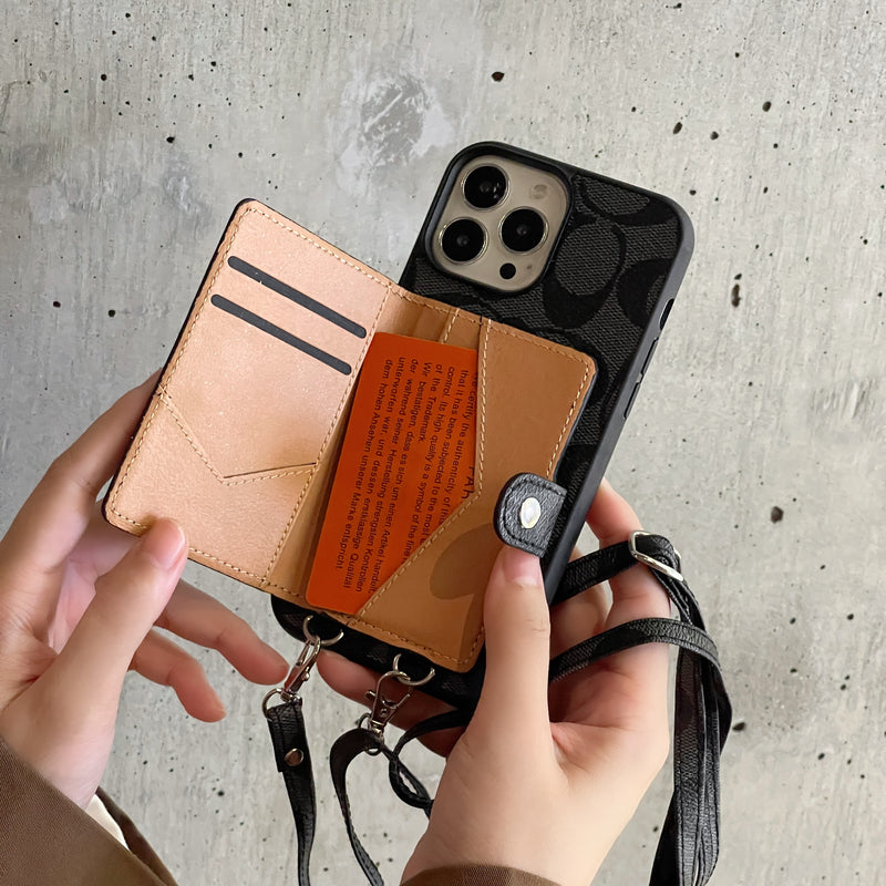 Husa Clasica iPhone Cu Portofel Si Curea Maro -SZK240402