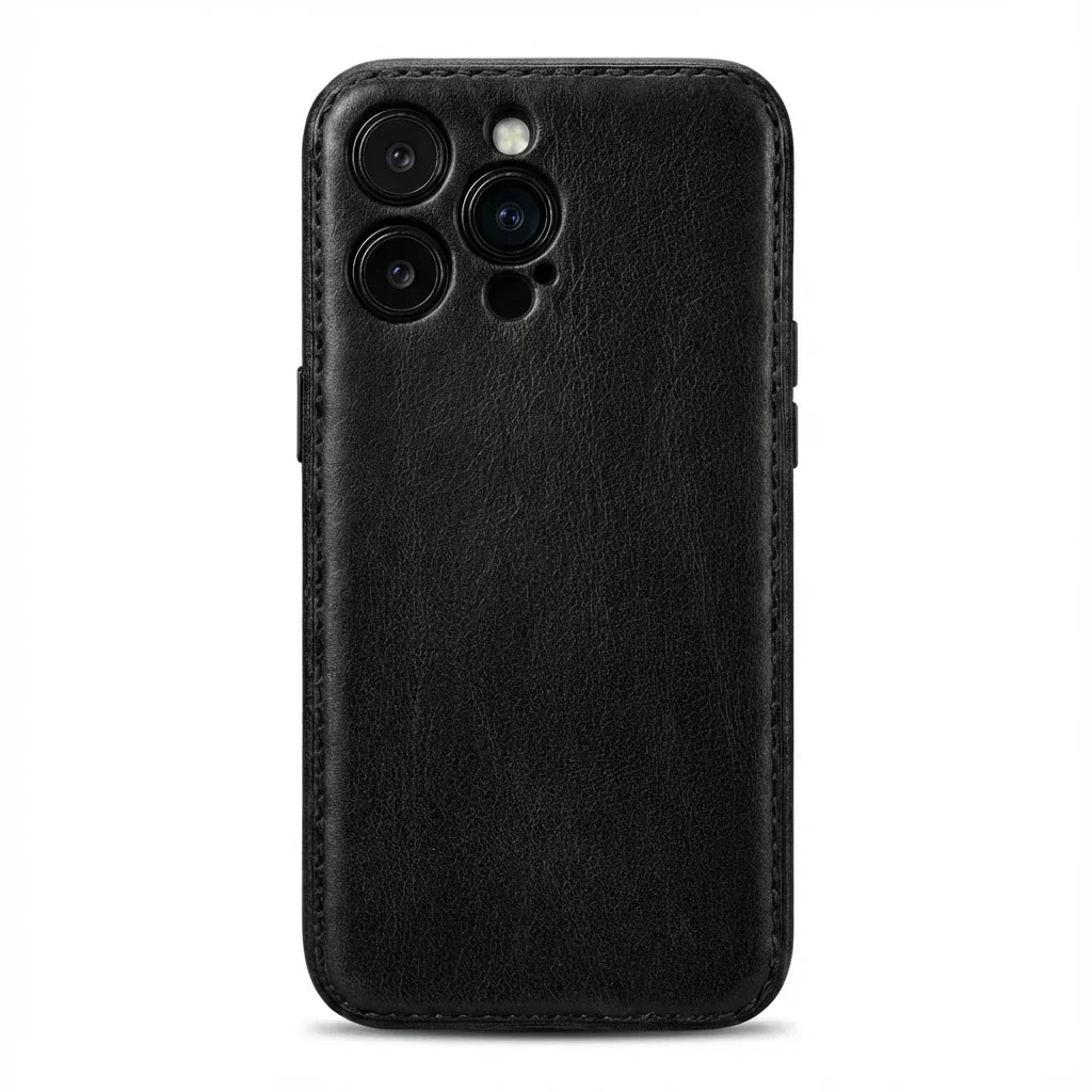 Håndlaget iPhone-deksel i grønnsaksgarvet skinn – Vintage Patina Edition