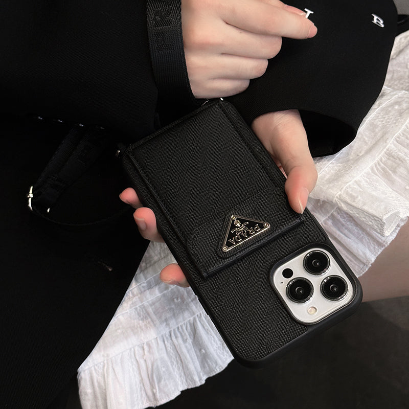 Luksusa Crossbody ādas iPhone futrālis