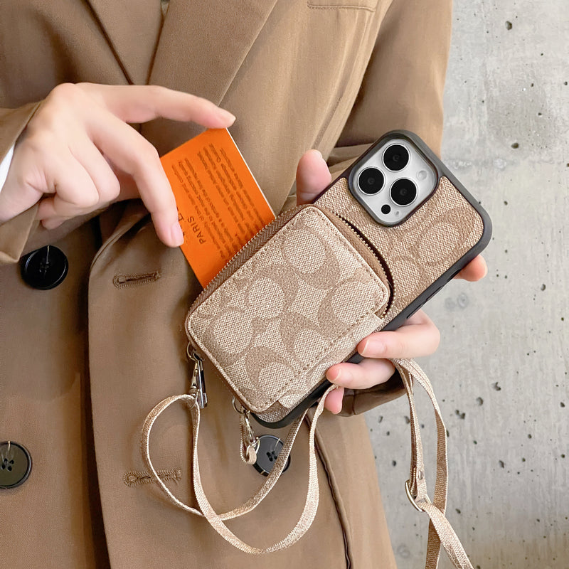 Klasyczne etui na iPhone'a z portfelem Coffee-LQB241412
