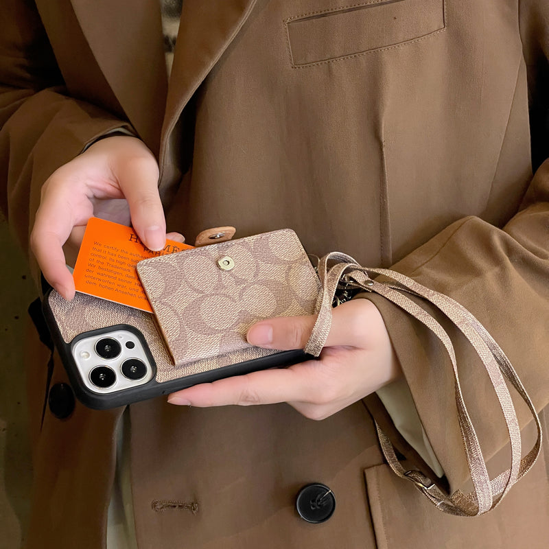 Klasszikus iPhone tok Pénztárcával és Szíjjal Fehér -SZK240402