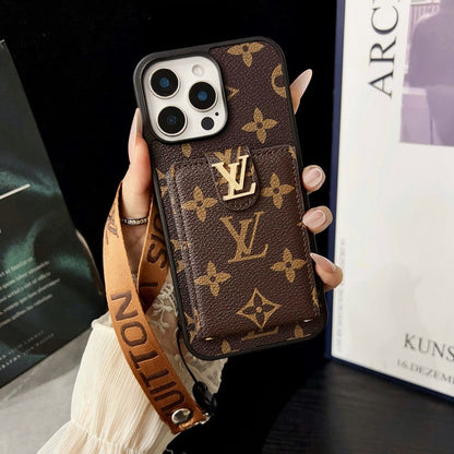 Luxe klassiek gekleurd crossbody iPhone-hoesje