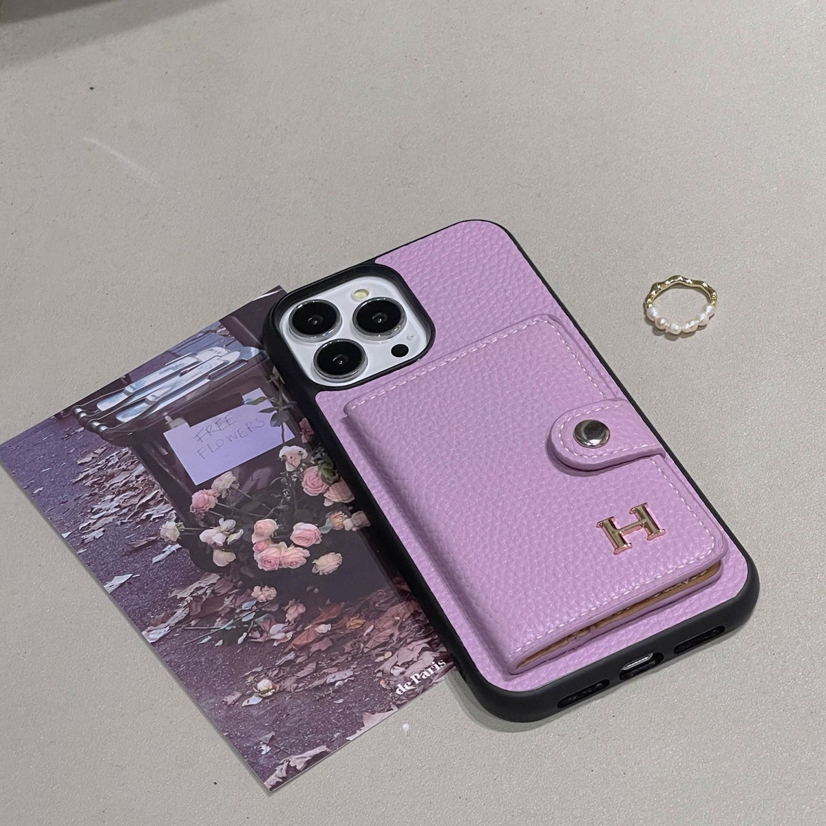 Étui pour iPhone avec porte-cartes en cuir H