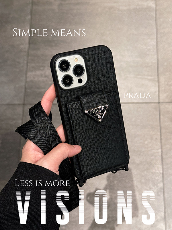 Étui pour iPhone en cuir à bandoulière de luxe