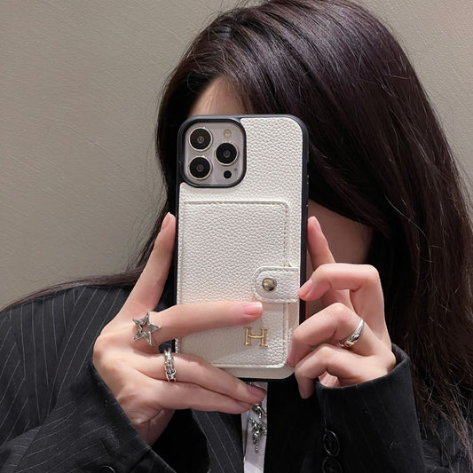 Funda para iPhone con tarjetero de cuero H