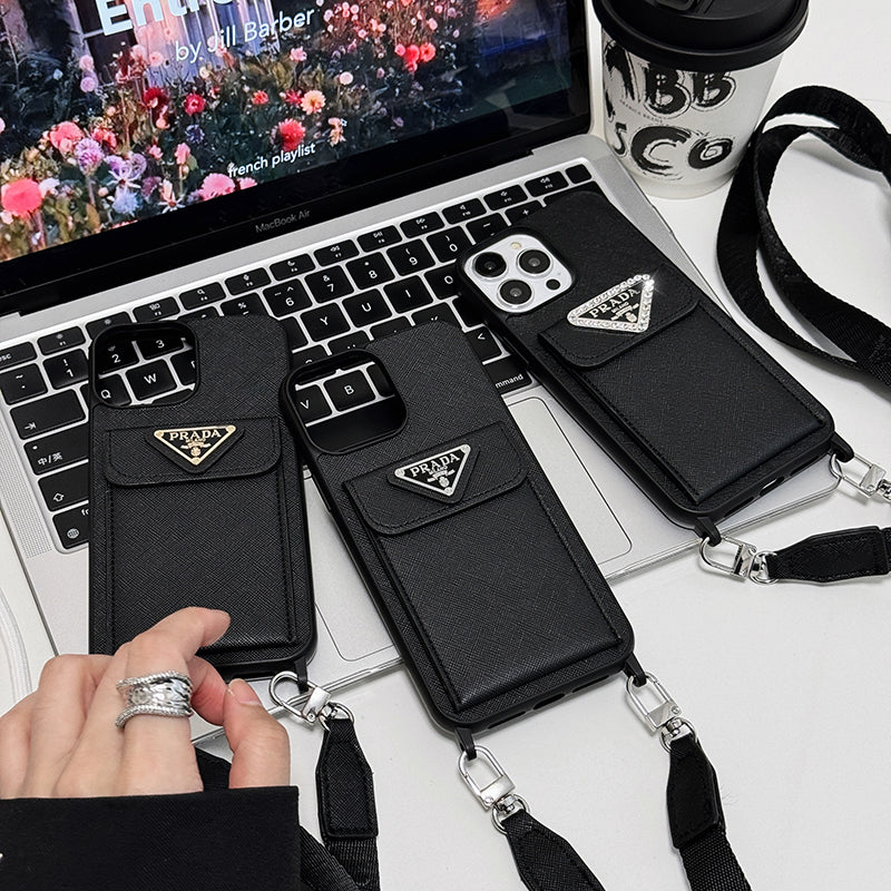 Luksusa Crossbody ādas iPhone futrālis