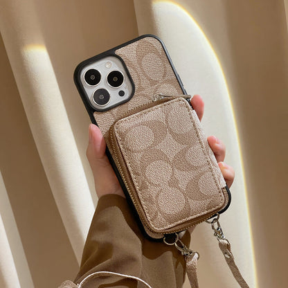 Klasyczne etui na iPhone'a z portfelem Coffee-LQB241412