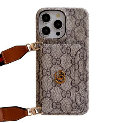 Custodia per iPhone classica a tracolla con borsa per carte Premium