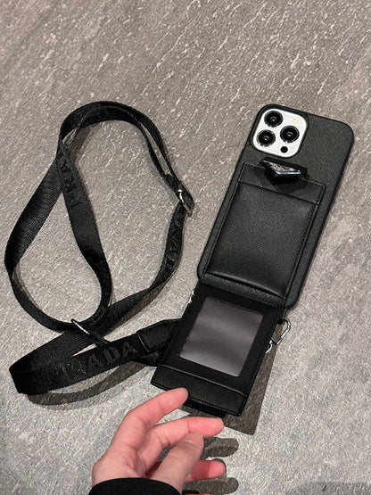 Étui pour iPhone en cuir à bandoulière de luxe