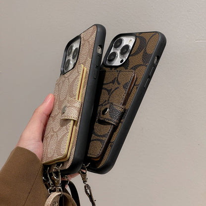 Klasszikus iPhone tok Pénztárcával és Szíjjal Fehér -SZK240402