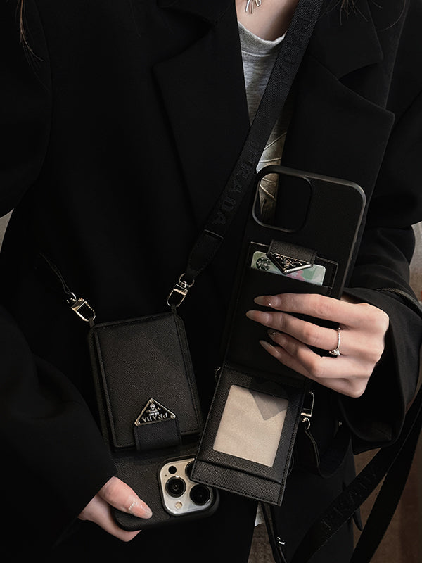 Étui pour iPhone en cuir à bandoulière de luxe