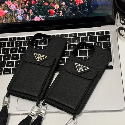 Luksusa Crossbody ādas iPhone futrālis