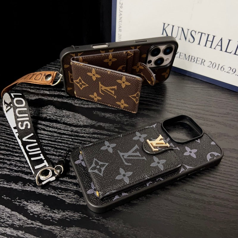 Luxe klassiek gekleurd crossbody iPhone-hoesje