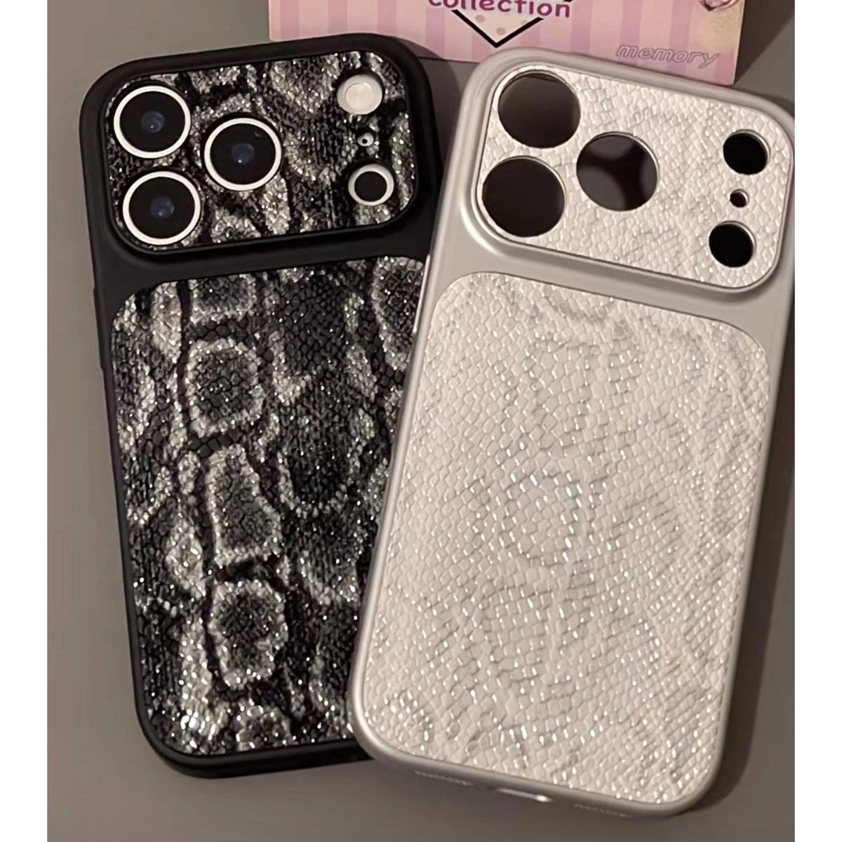 Husă de lux pentru iPhone cu textura pielii de șarpe