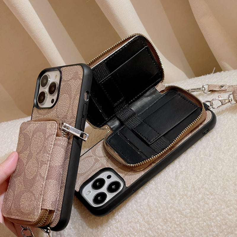 Klasyczne etui na iPhone'a z portfelem Coffee-LQB241412