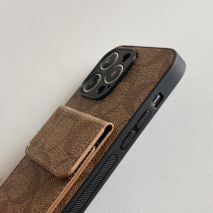 Klasické puzdro na iPhone s peňaženkou svetlohnedé-HP240513