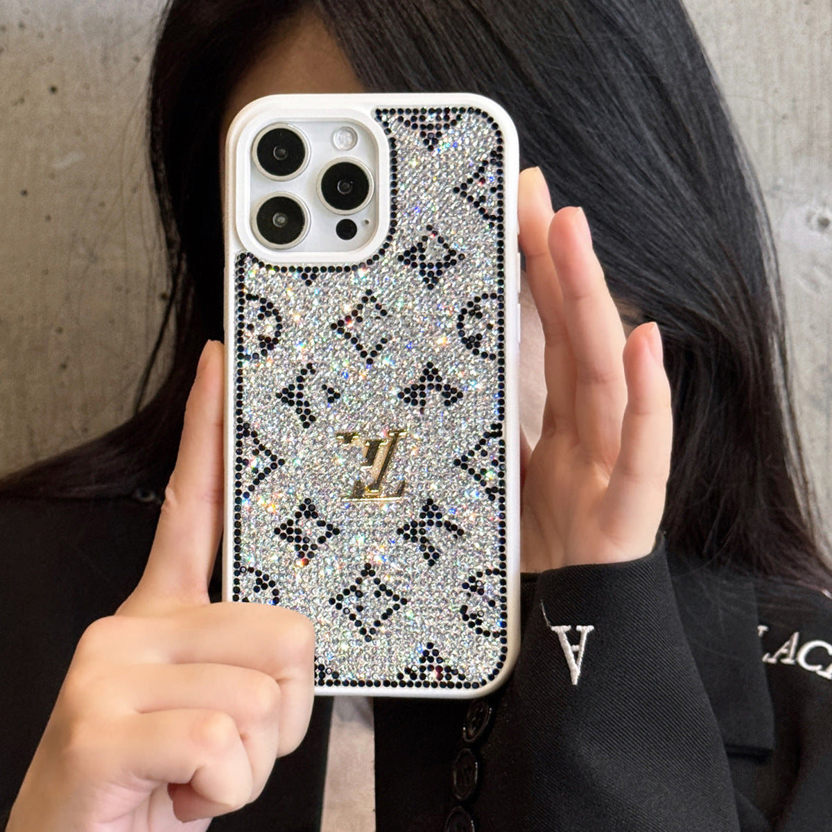 Husă pentru iPhone holografică cu sclipici de lux Y - S - L-inspirată – Ediția Diamond Shine