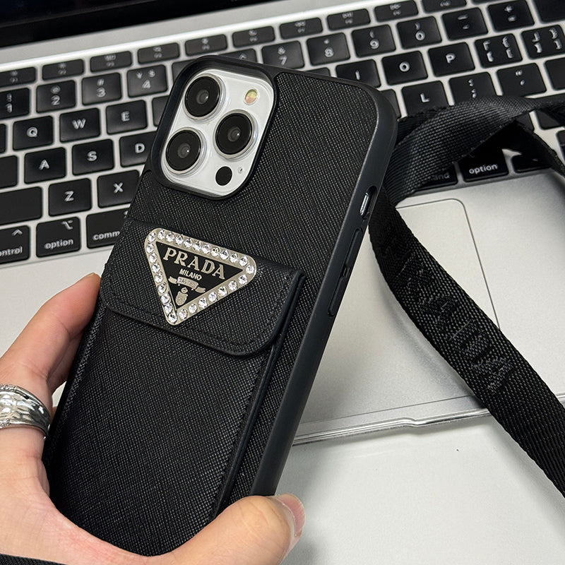 Luksusa Crossbody ādas iPhone futrālis