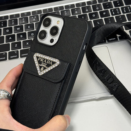 Luksusa Crossbody ādas iPhone futrālis