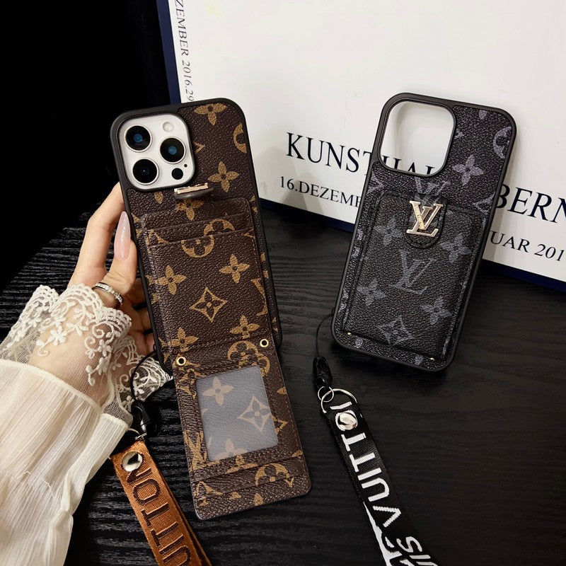 Luxe klassiek gekleurd crossbody iPhone-hoesje