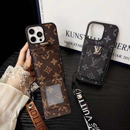 Luxe klassiek gekleurd crossbody iPhone-hoesje