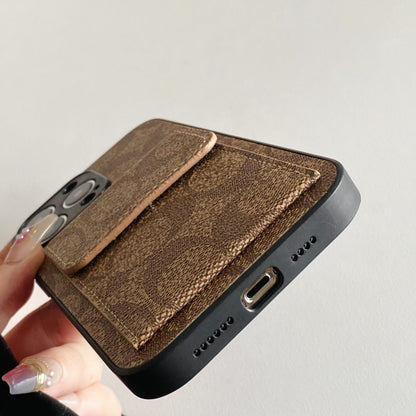 Klasické puzdro na iPhone s peňaženkou svetlohnedé-HP240513