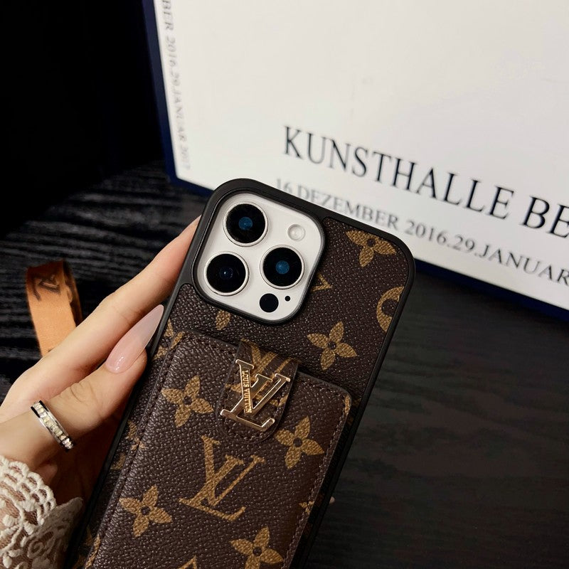 Luxe klassiek gekleurd crossbody iPhone-hoesje