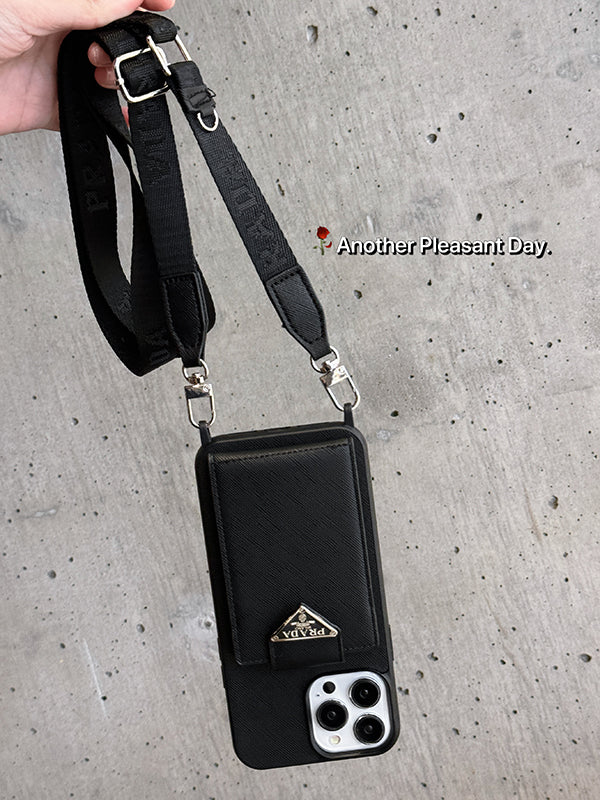 Étui pour iPhone en cuir à bandoulière de luxe