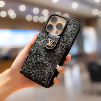 Luxusní crossbody pouzdro na iPhone s držákem na kartu a popruhem