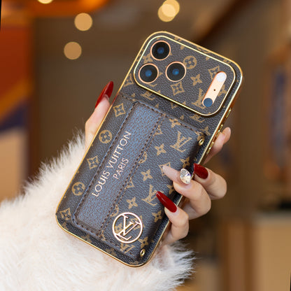 Luxury Monogram Wrist Strap Phone Case with Card Holder