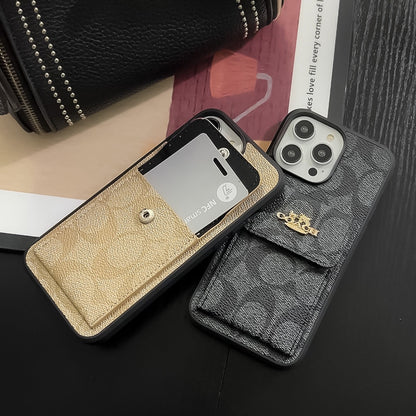 Funda Clásica Para iPhone Con Tarjetero Y Cartera Café -SZK240425