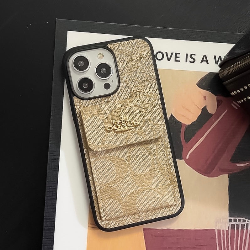 Funda Clásica Para iPhone Con Tarjetero Y Cartera Café -SZK240425
