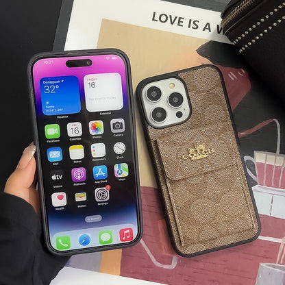 Klasična futrola za iPhone s držačem kartice i novčanikom svijetlosmeđa -SZK240425