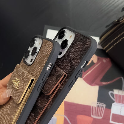 Klasična futrola za iPhone s držačem kartice i novčanikom svijetlosmeđa -SZK240425