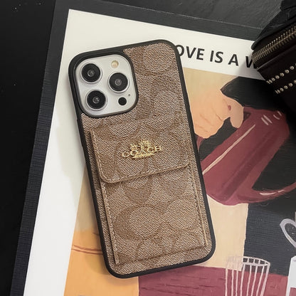 Klasična futrola za iPhone s držačem kartice i novčanikom svijetlosmeđa -SZK240425