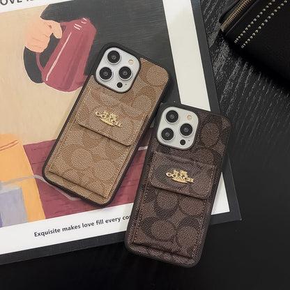 Klasična futrola za iPhone s držačem kartice i novčanikom svijetlosmeđa -SZK240425