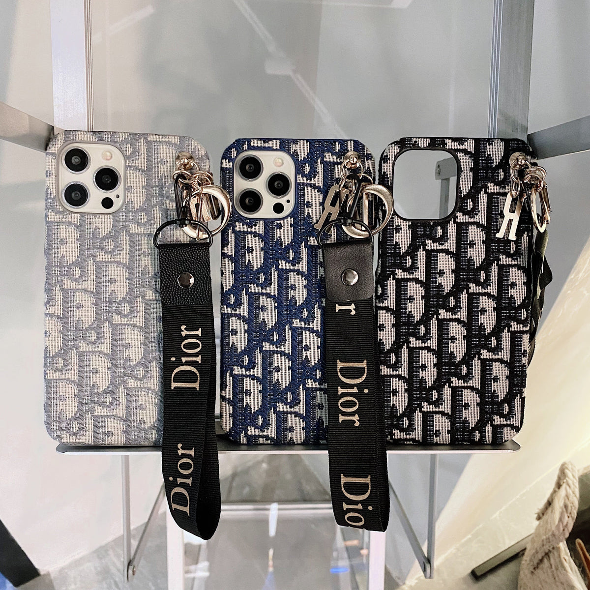Funda de moda para iPhone con correa negra-GS240315
