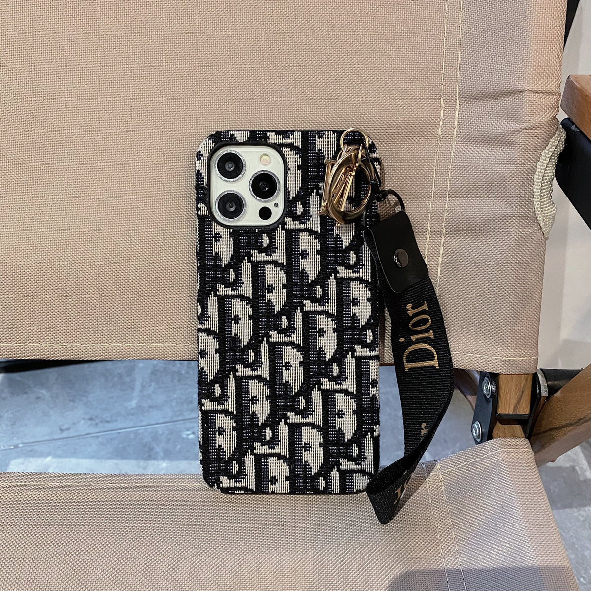 Funda de moda para iPhone con correa negra-GS240315