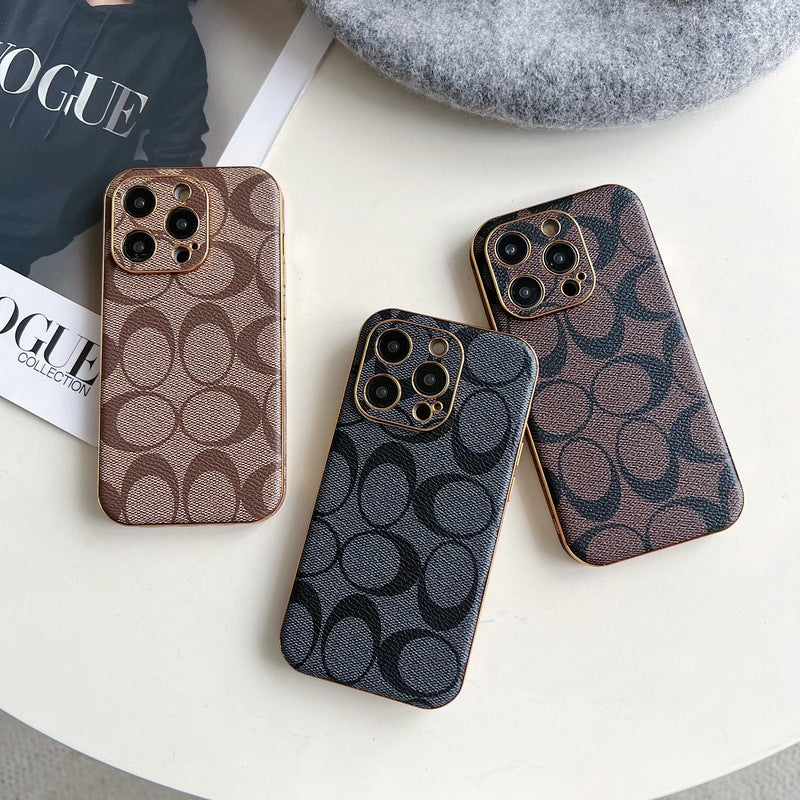 クラシック iPhone ケース レザー ブラック -QBK240513