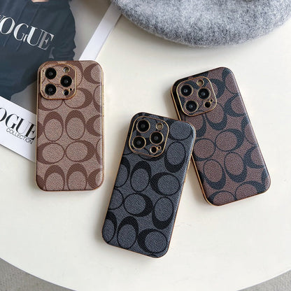 クラシック iPhone ケース レザー ブラック -QBK240513