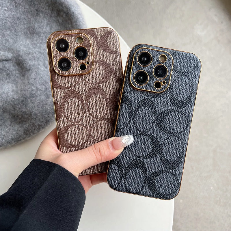 クラシック iPhone ケース レザー ブラック -QBK240513