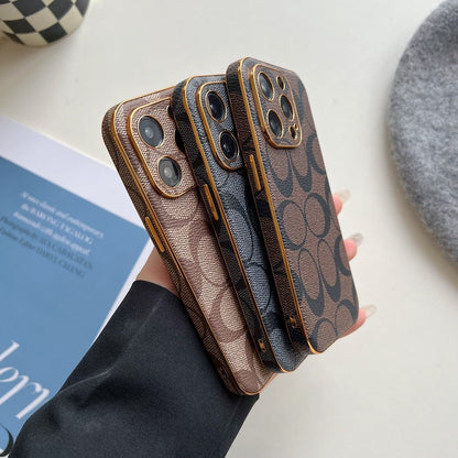 クラシック iPhone ケース レザー ブラック -QBK240513