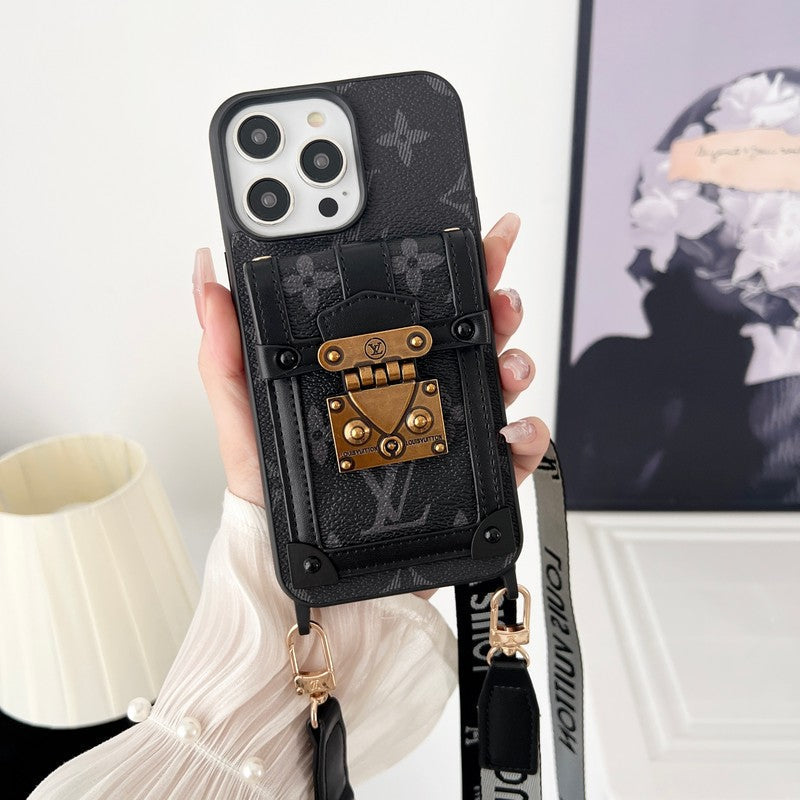 Luxus fekete-fehér Crossbody Chain iPhone tok