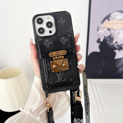 Luxus fekete-fehér Crossbody Chain iPhone tok