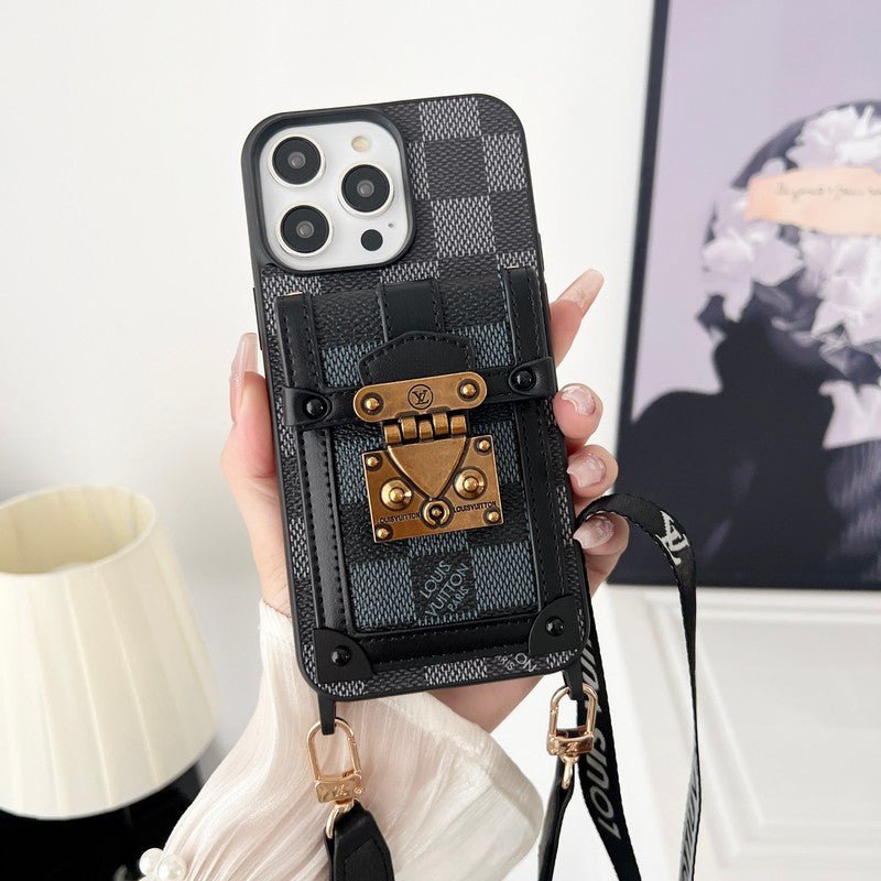 Luxus fekete-fehér Crossbody Chain iPhone tok