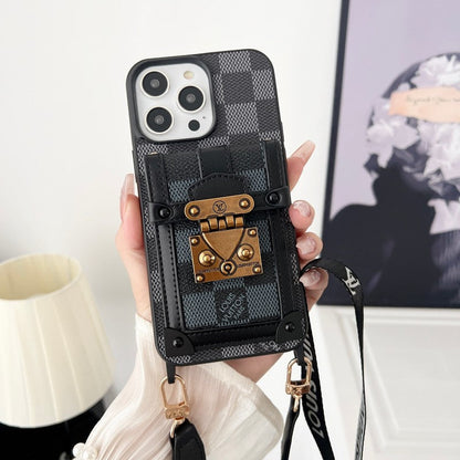 Luxus fekete-fehér Crossbody Chain iPhone tok