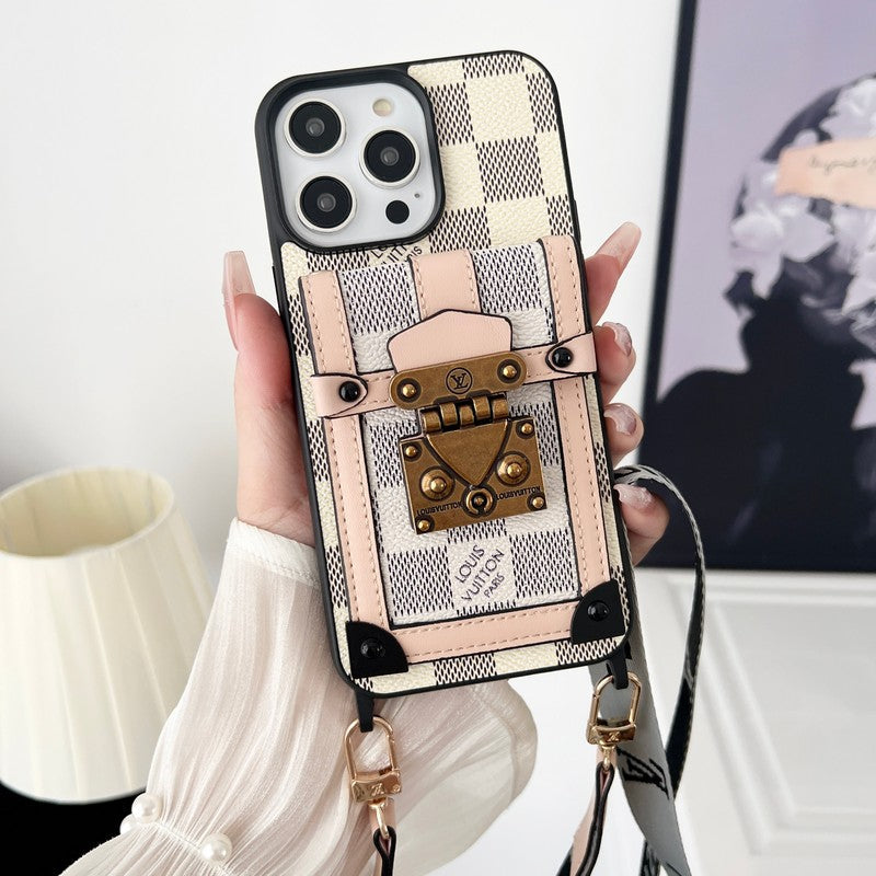 Luxus fekete-fehér Crossbody Chain iPhone tok